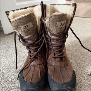 UGG Brown and Black Lace-Up Boots